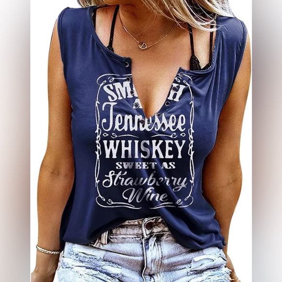 Smooth As Tennessee Whiskey Sweet As Strawberry Wine Tank Top Women - Picture 1 of 3